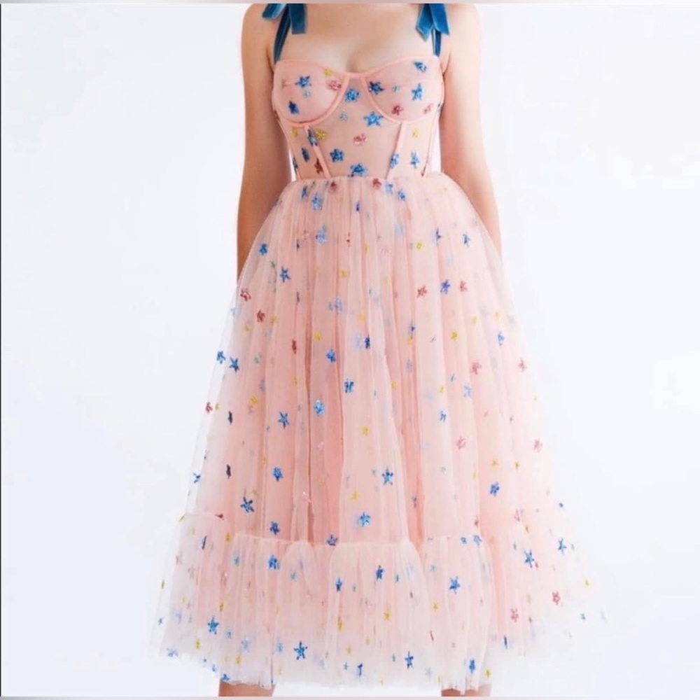 Lirika Matoshi Pink Sky Midi Dress